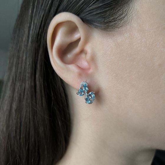 Серебряные серьги с топазом 4.005ct