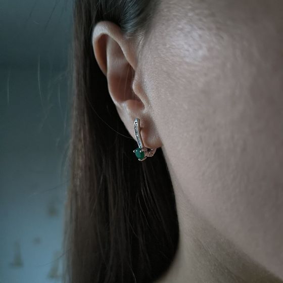 Серебряные серьги с агатом 1.069ct