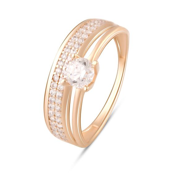 Золотое кольцо с фианитами 0.68ct