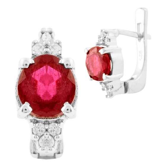 Серебряные серьги с рубином 3.835ct