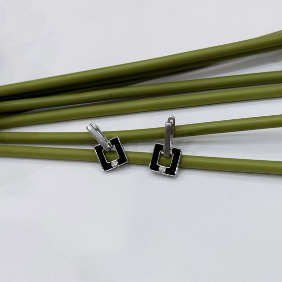 Серебряные серьги с емаллю