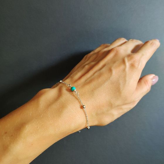 Серебряный браслет с бирюзой