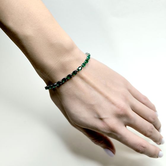 Серебряный браслет с изумрудом nano