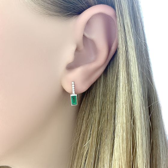 Серебряные серьги с изумрудом nano 0.737ct