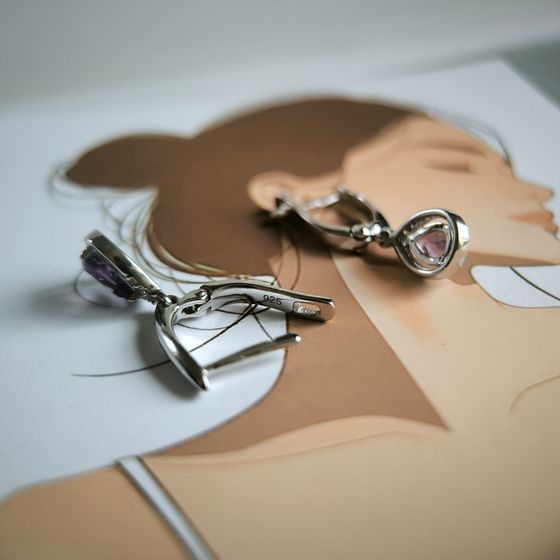 Серебряные серьги с аметистом 1.276ct