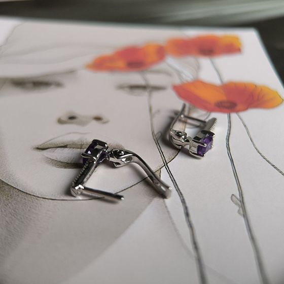 Серебряные серьги с аметистом 0.838ct