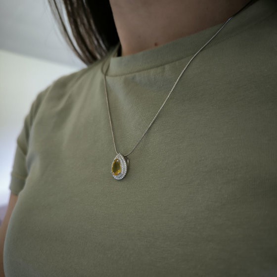Серебряная подвеска с цитрином nano 2.301ct, фианитами