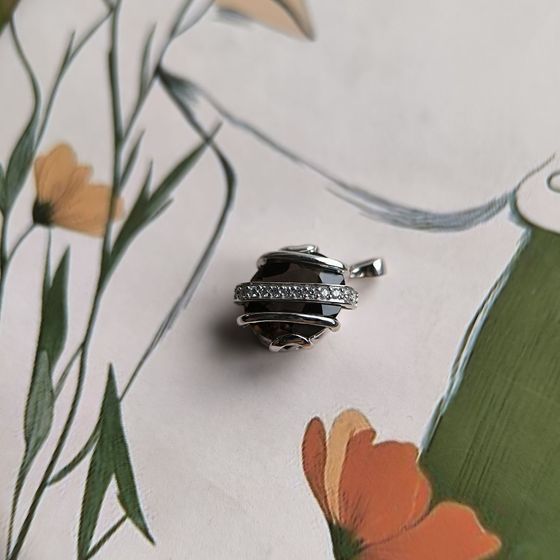 Серебряная подвеска с раухтопазом (дымчатым кварцем) 4.405ct, фианитами