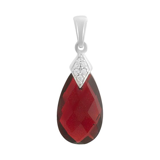 Серебряная подвеска с гранатом nano 4.42ct, фианитами