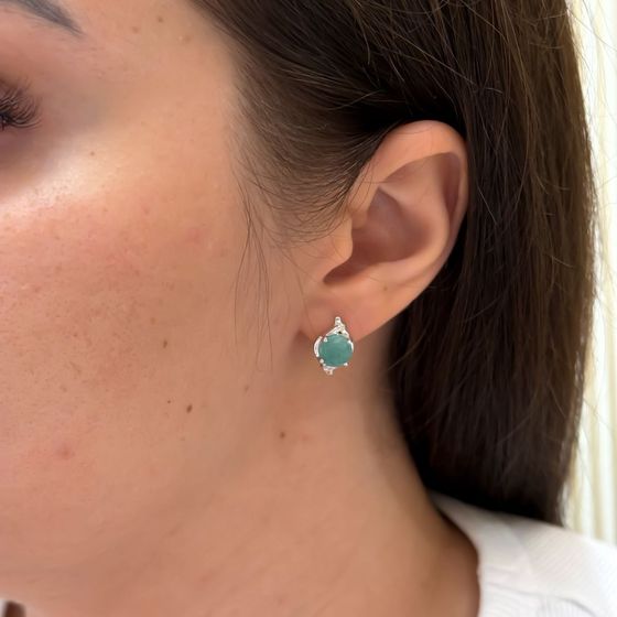 Серебряные серьги с изумрудом 3.308ct