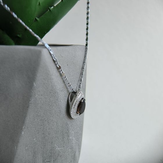 Серебряная подвеска с раухтопазом (дымчатым кварцем) 2.188ct, фианитами