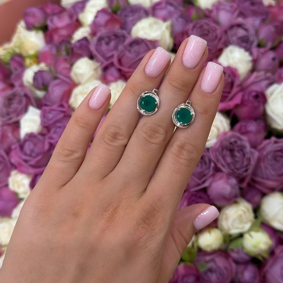 Серебряные серьги с агатом 3.575ct