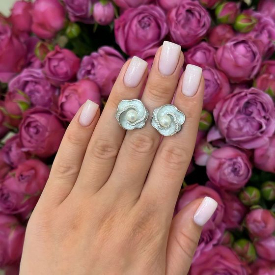 Серебряные серьги с жемчугом 4.275ct, перламутром