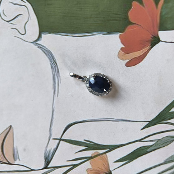 Серебряная подвеска с сапфиром 1.879ct