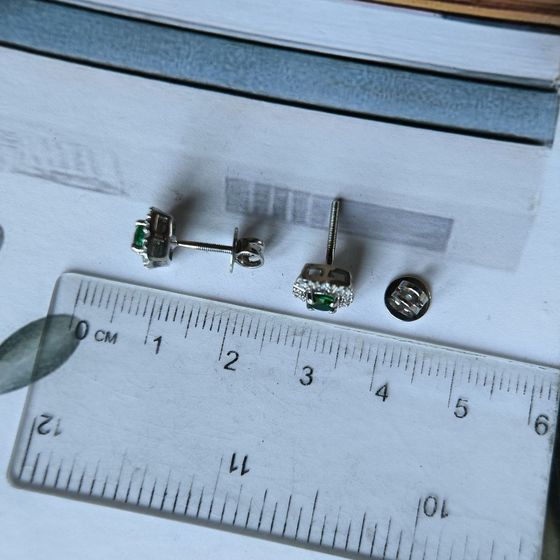 Серебряные серьги с изумрудом nano 0.648ct