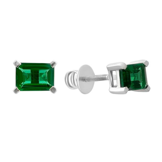 Серебряные серьги с изумрудом nano 1.7ct