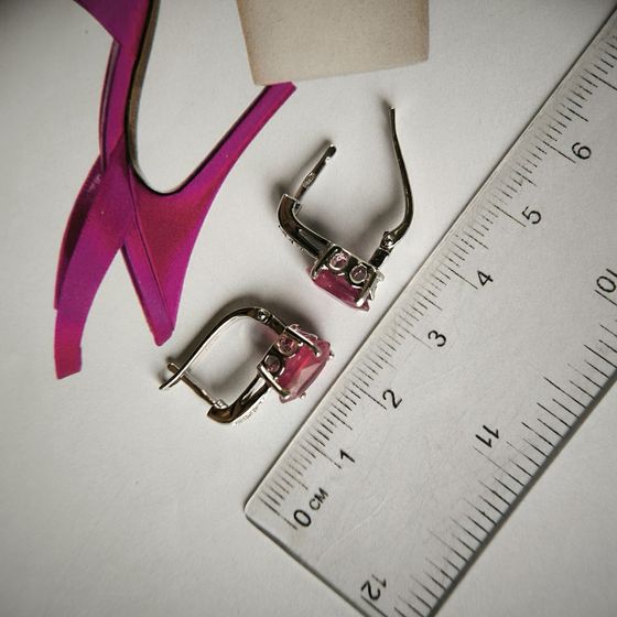 Серебряные серьги с рубином 7.007ct