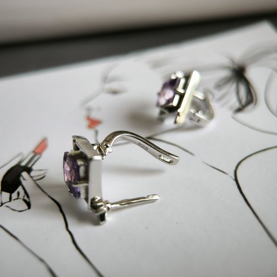 Серебряные серьги с аметистом 2.942ct
