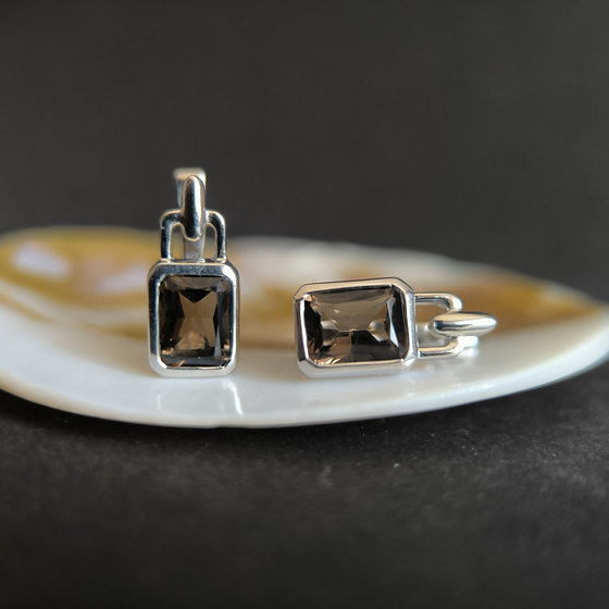 Серебряные серьги с раухтопазом (дымчатым кварцем) 2.808ct