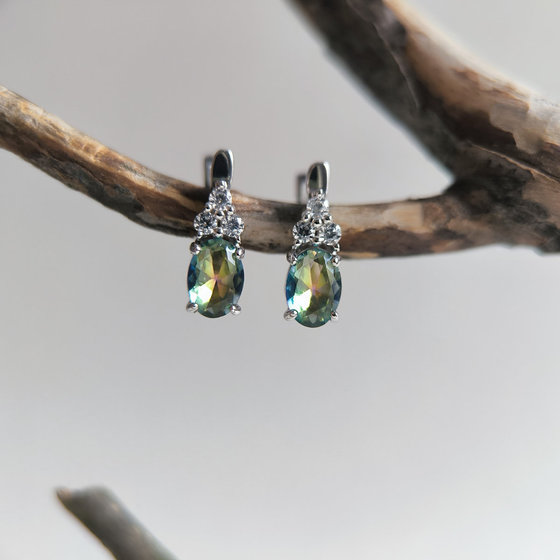 Серебряные серьги с мистик топазом 1.51ct