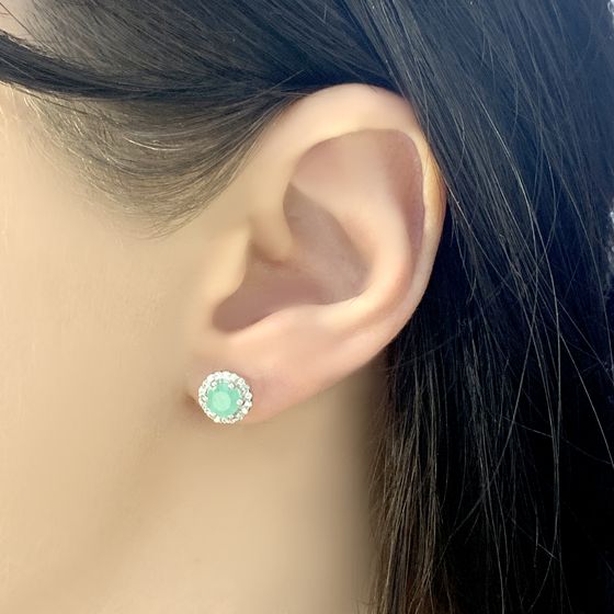 Серебряные серьги с изумрудом 1.259ct