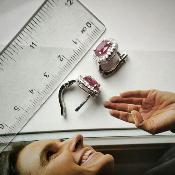 Серебряные серьги с рубином 6.574ct