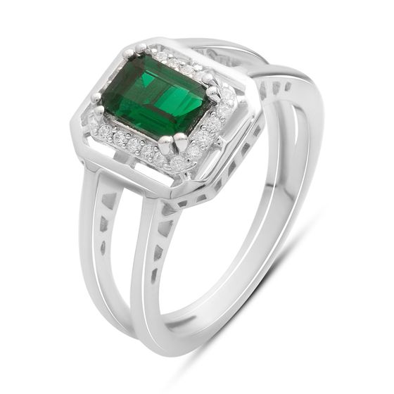 Серебряное кольцо с изумрудом nano 1.067ct