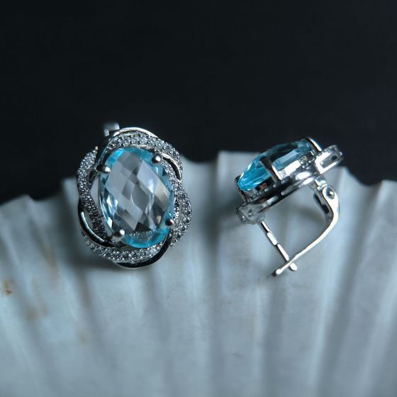 Серебряные серьги с топазом 13.403ct