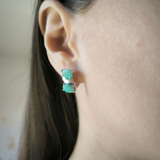 Серебряные серьги с изумрудом 4.058ct