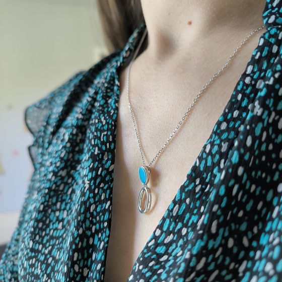 Серебряное колье с бирюзой