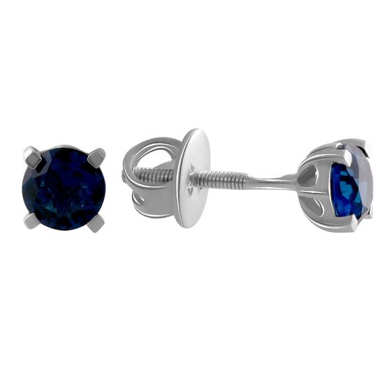 Серебряные серьги с сапфиром nano 0.7ct
