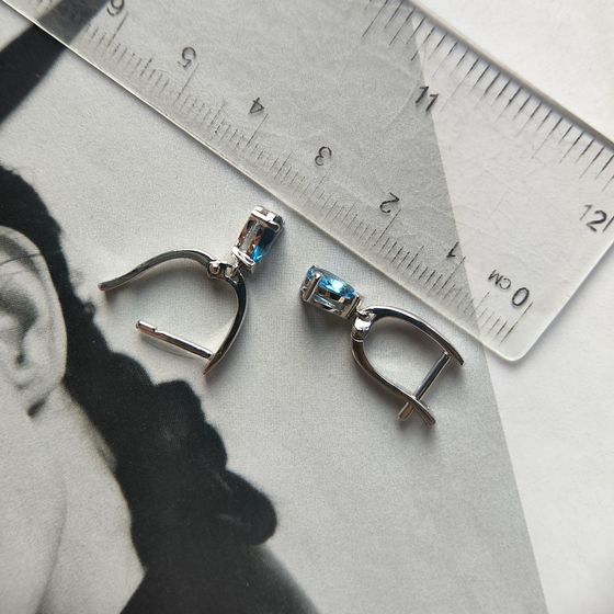 Серебряные серьги с топазом Лондон Блю 0.95ct
