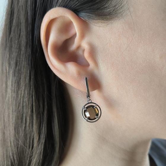 Серебряные серьги с раухтопазом (дымчатым кварцем) 6.525ct
