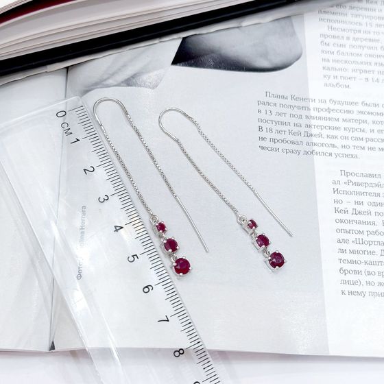 Серебряные серьги с рубином 2.503ct