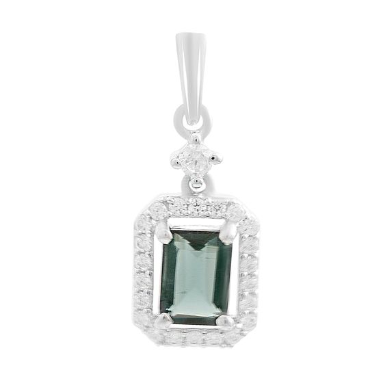 Серебряная подвеска с топазом Лондон Блю 1.381ct, фианитами