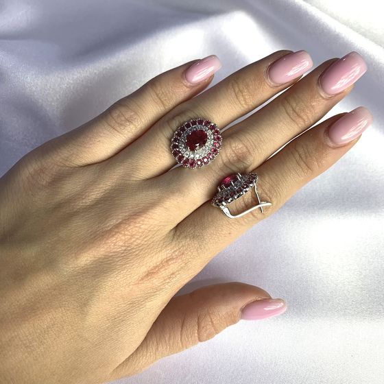 Серебряные серьги с рубином 3.52ct