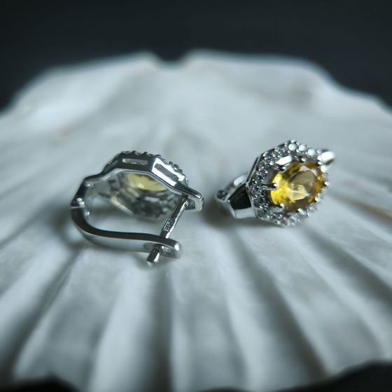 Серебряные серьги с цитрином nano 3.093ct