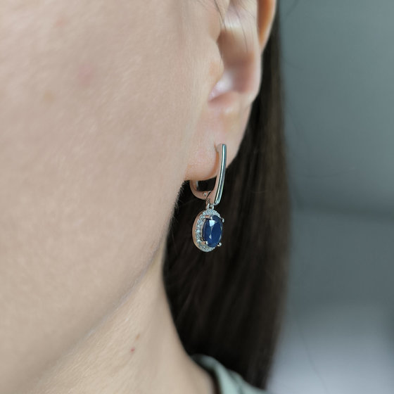 Серебряные серьги с сапфиром 3.59ct