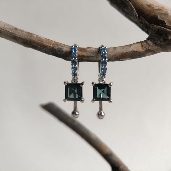 Серебряные серьги с топазом Лондон Блю 2.305ct, топазом