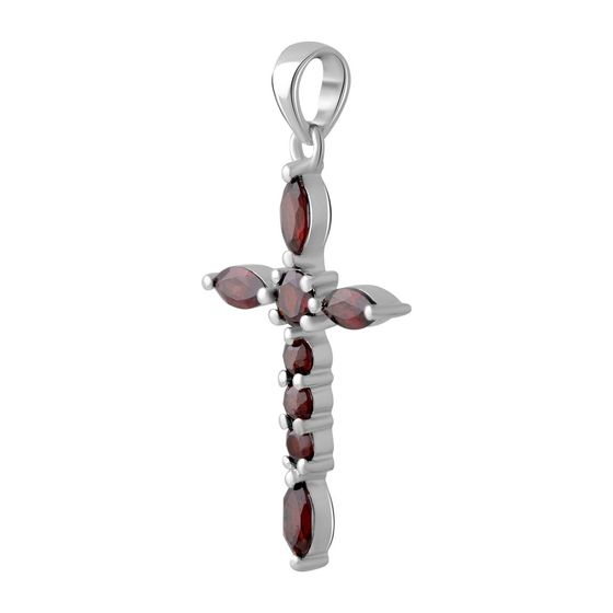 Серебряный крестик с гранатом 2.008ct