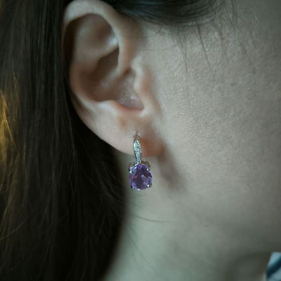 Серебряные серьги с аметистом 4.64ct