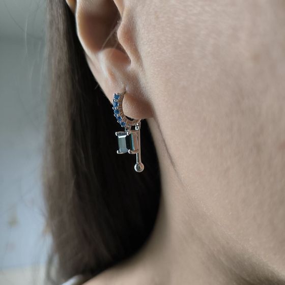 Серебряные серьги с топазом Лондон Блю 2.305ct, топазом