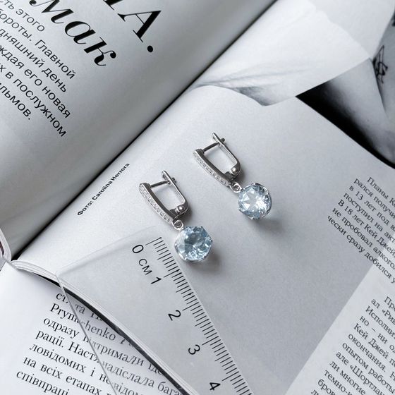 Серебряные серьги с топазом 6.75ct