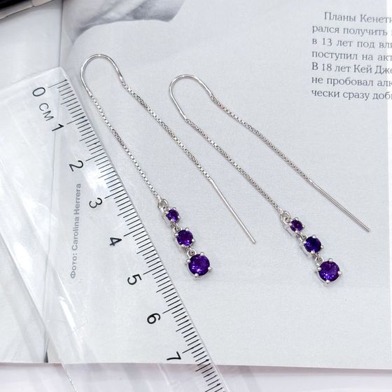 Серебряные серьги с аметистом 1.783ct