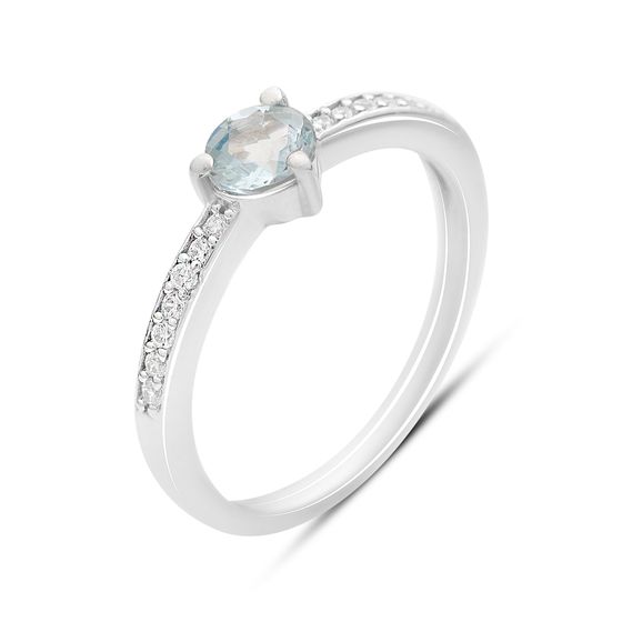 Серебряное кольцо с топазом 0.749ct, фианитами