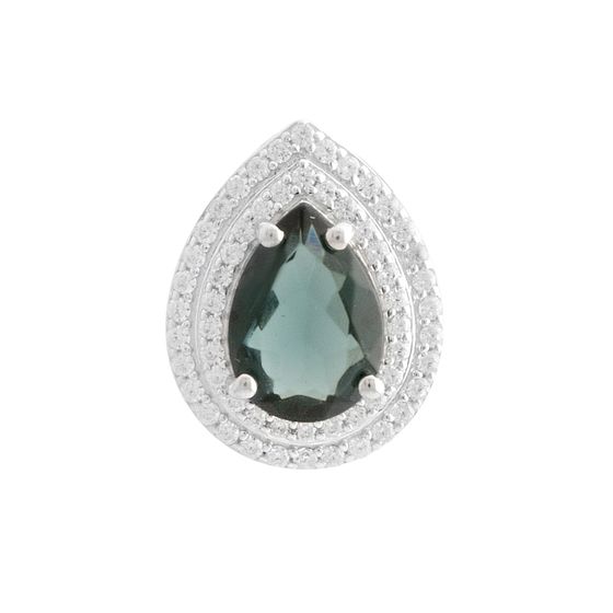 Серебряная подвеска с топазом Лондон Блю 2.213ct, фианитами