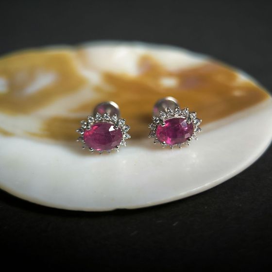 Серебряные серьги с рубином 2.495ct