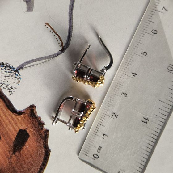 Серебряные серьги с гранатом 8.27ct