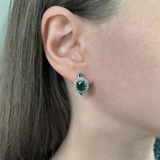 Серебряные серьги с изумрудом nano 2.802ct