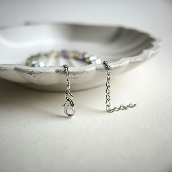 Серебряный браслет с аметистом, цитрином, хризолітом, топазом, фианитами